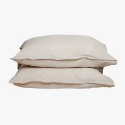 Home Lab 100% French Linen Pillowcase Pair Natural Oatmeal Cushion, Throws & Linen