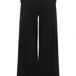Among The Brave Effortless Black Viscose Deep Band Wide Leg Pant