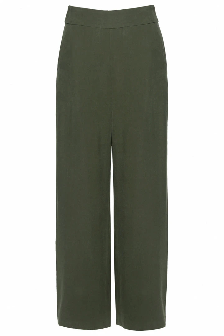 Among The Brave Effortless Khaki Viscose Deep Band Wide Leg Pant Fashion 7 Among The Brave Effortless Khaki Viscose Deep Band Wide Leg Pant Fashion