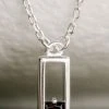 Silver Linings Accessories Realm Silver Square Necklace With Black Garnet
