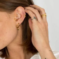 Brie Leon Accessories 925 CS Black Redondo Pillar Silver Sleeper Earrings