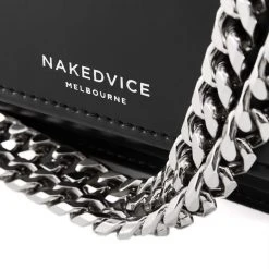 Nakedvice Accessories The Regis Silver Chain Side Bag Black