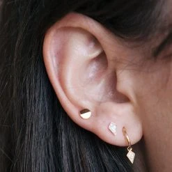 Linda Tahija Ridge Gold St Silver Stud Earring