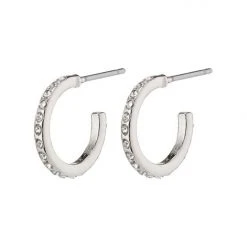 Pilgrim Accessories Roberta Pi Silver Plated Crystal 12mm Earrings