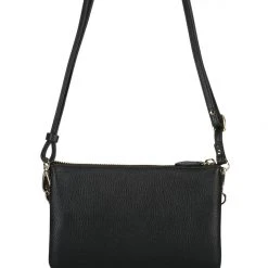 Saben Accessories Tilly Multi Pocket Black Leather Crossbody Clutch