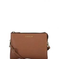 Saben Accessories Tilly Multi Pocket Tan Leather Crossbody Clutch