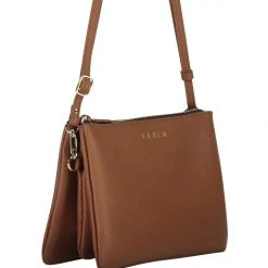 Saben Accessories Tilly Multi Pocket Tan Leather Crossbody Clutch