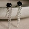 Silver Linings Miles Silver Dropper Chain Earrings With Black Garnet Accessories