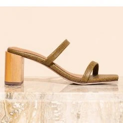 James Smith Sirenuese Olive Green Sandal Wooden Heel