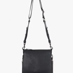 Federation Small Compartments Black Bag With Gunmetal Chain