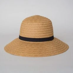 Sophie So Shady Woven Natural Hat With Black Ribbon Accessories