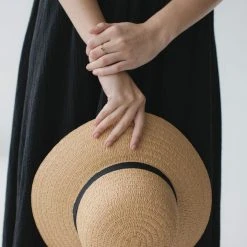 Sophie So Shady Woven Natural Hat With Black Ribbon Accessories 8 Sophie So Shady Woven Natural Hat With Black Ribbon Accessories