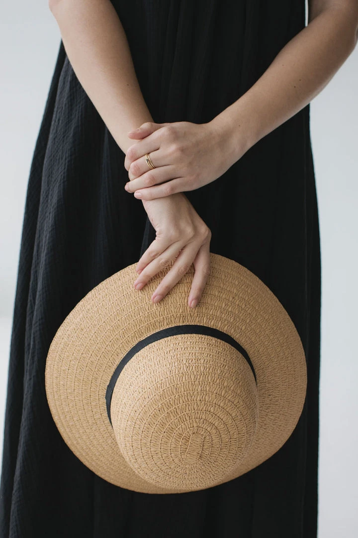 Sophie So Shady Woven Natural Hat With Black Ribbon Accessories 5 Sophie So Shady Woven Natural Hat With Black Ribbon Accessories