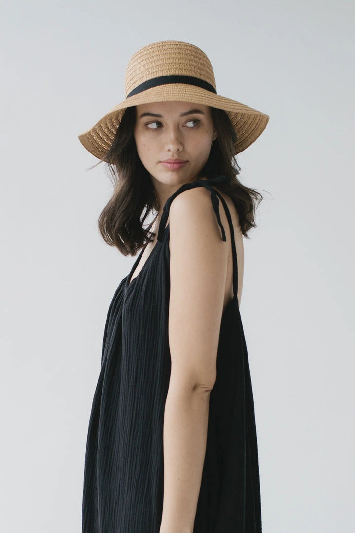 Sophie So Shady Woven Natural Hat With Black Ribbon Accessories 6 Sophie So Shady Woven Natural Hat With Black Ribbon Accessories