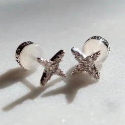 Lindi Kingi Accessories Tiny Star Stud With Crystals Silver