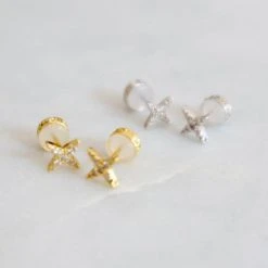 Lindi Kingi Accessories Tiny Star Stud With Crystals Silver