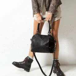 Status Anxiety Accessories Force Of Being Black Bubble Leather Handbag