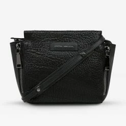 Status Anxiety Accessories The Ascendants Black Pebble Shoulder Bag With Chunky Zips