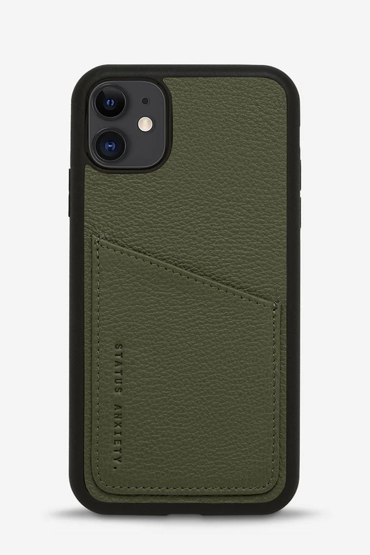 Status Anxiety Accessories Who's Who Leather Phone Case Khaki 3 Status Anxiety Accessories Who's Who Leather Phone Case Khaki
