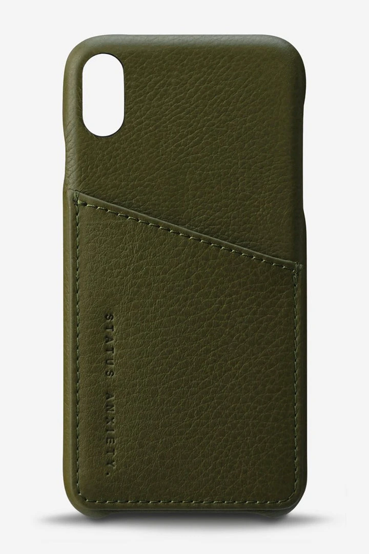 Status Anxiety Accessories Hunter + Fox Leather Khaki Iphone Case X/XS 3 Status Anxiety Accessories Hunter + Fox Leather Khaki Iphone Case X/XS