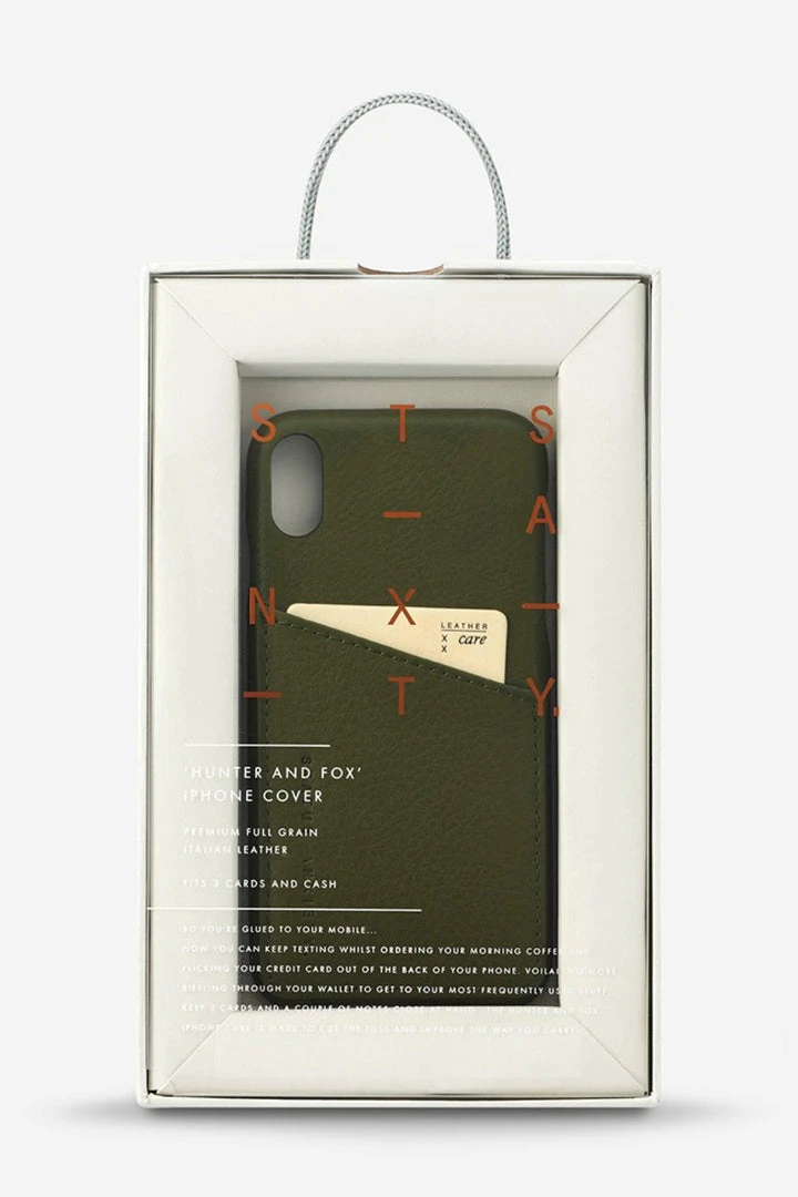 Status Anxiety Accessories Hunter + Fox Leather Khaki Iphone Case X/XS 5 Status Anxiety Accessories Hunter + Fox Leather Khaki Iphone Case X/XS