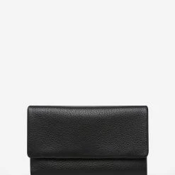 Status Anxiety Audrey Foldover Black Pebble Leather Wallet Accessories