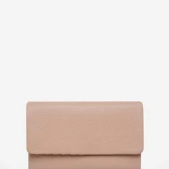 Status Anxiety Audrey Foldover Dusty Pink Pebble Leather Wallet