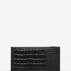 Status Anxiety In The Beginning Black Croc Emboss Wallet