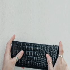 Status Anxiety In The Beginning Black Croc Emboss Wallet