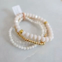 Lindi Kingi Summer Cream And Gold Bracelet Set