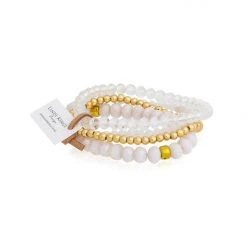 Lindi Kingi Summer Cream And Gold Bracelet Set