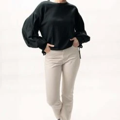 Among The Brave Taryn Deep Teal Slouchy Balloon Sleeve Tie Hem Knit Fashion