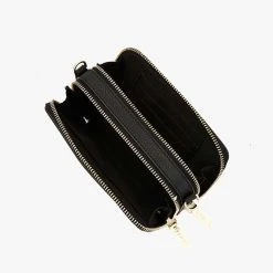 Nakedvice Accessories The Kiki Gold Double Zip Mini Crossbody Bag Black Leather