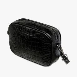 Status Anxiety Accessories Plunder Black Croc Cross Body Bag
