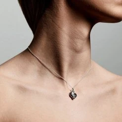 Pilgrim Tolerance Abstract Wave Pendant Necklace Silver Plated Accessories