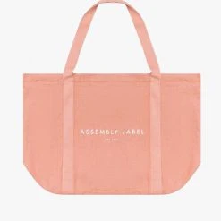 Loungewear Basics Assembly Label Linen Coral Tote Bag