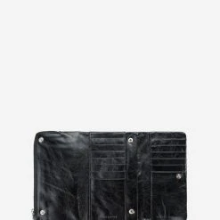 Status Anxiety Accessories Audrey Foldover Black Leather Wallet