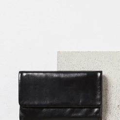Status Anxiety Accessories Audrey Foldover Black Leather Wallet