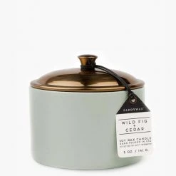 Paddy Wax Hygge Wild Fig + Cedar Ceramic Small Candle Brass Lid 140g Gifts For Her