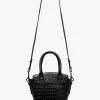 Status Anxiety Worst Behind Us Black Croc Embossed Leather Bag