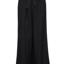 Among The Brave Galaxy Black Paper Bag Tie Waist Wide Leg Linen Pant