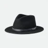 Brixton Accessories Messer Fedora Black Black Wool Felt Hat 1 Brixton Accessories Messer Fedora Black Black Wool Felt Hat