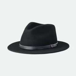 Brixton Accessories Messer Fedora Black Black Wool Felt Hat