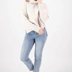 Among The Brave Zealous Oat Super Soft Raglan Roll Neck Knit